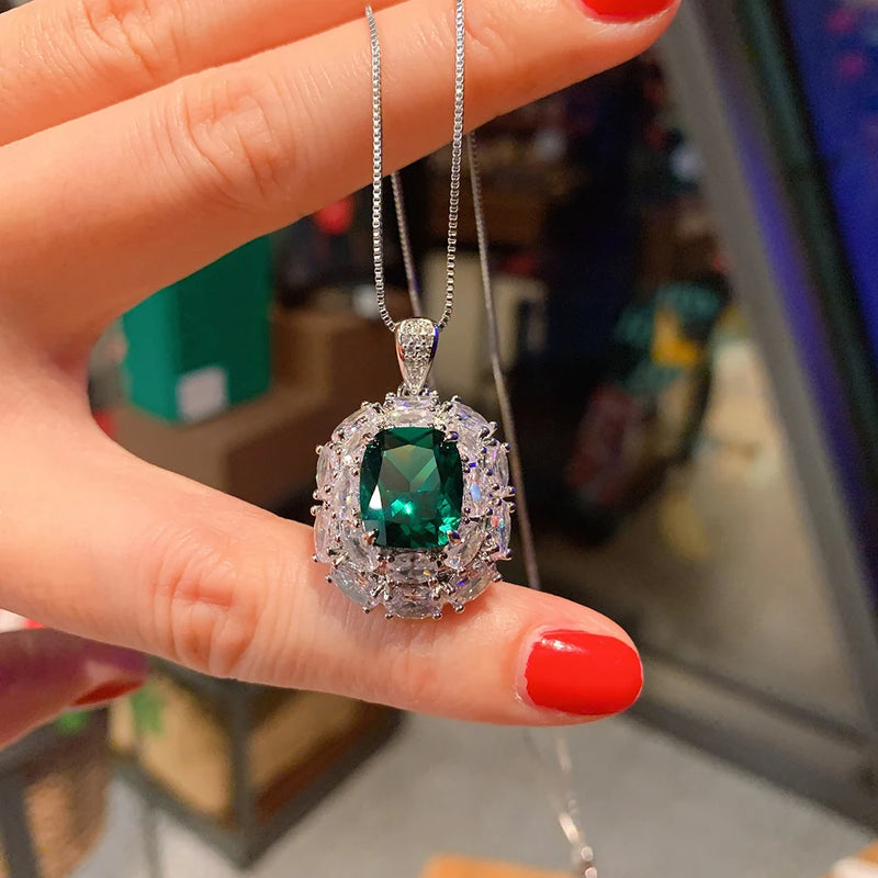 Vintage Gemstone Pendant Necklace for Women Party Jewelry