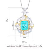 Vintage 10*12mm Emerald Paraiba Tourmaline Pendant Necklace