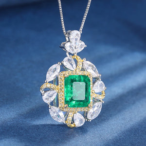 Vintage 10*12mm Emerald Paraiba Tourmaline Pendant Necklace