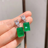 Vintage Paraiba Tourmaline Lab Diamond Drop Earrings