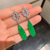 Vintage Emerald & Diamond Drop Earrings for Women