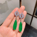 Vintage Emerald & Diamond Drop Earrings for Women