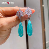 Vintage Paraiba Tourmaline Drop Earrings Lab Diamond Cocktail Jewelry Gift