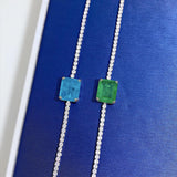 Vintage 925 Silver 10*12MM Emerald Paraiba Tourmaline Chain Bracelet