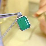 925 Silver Emerald Gemstone Pendant Necklace for Women Cocktail Party