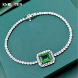 925 Silver 8x10mm Emerald Ruby Diamond Bracelet 16-18cm
