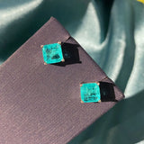 Vintage 925 Silver Paraiba Tourmaline Ear Studs Earrings
