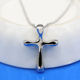 Vintage 925 Sterling Silver Cross Pendant Necklace Solid Choker Jewelry