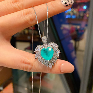 Vintage Heart-Shaped Paraiba Tourmaline Ruby Pendant Necklace