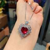 Vintage Heart-Shaped Paraiba Tourmaline Ruby Pendant Necklace