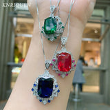 Vintage 12*16MM Created Sapphire Tanzanite Emerald Ruby Pend...