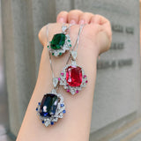 Vintage 12*16MM Created Sapphire Tanzanite Emerald Ruby Pend...
