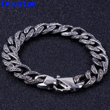 Vintage 12MM Mens Link Chain Bracelet 316L Stainless Steel Jewelry