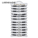 12pcs Rhinestones Hamsa Turtle Charms Bracelet Crystal Bead Wristband Jewelry