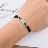 12pcs Rhinestones Hamsa Turtle Charms Bracelet Crystal Bead Wristband Jewelry