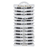 12pcs Rhinestones Hamsa Turtle Charms Bracelet Crystal Bead Wristband Jewelry