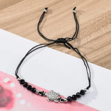 12pcs Rhinestones Hamsa Turtle Charms Bracelet Crystal Bead Wristband Jewelry