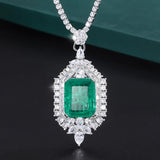 Vintage 15*20mm Emerald Paraiba Tourmaline Pendant Necklace