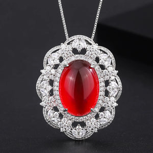 Vintage Paraiba Tourmaline Ruby Pendant Necklace for Women