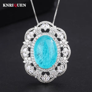 Vintage Paraiba Tourmaline Ruby Pendant Necklace for Women