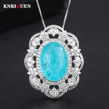 Vintage Paraiba Tourmaline Ruby Pendant Necklace for Women