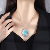 Vintage Paraiba Tourmaline Ruby Pendant Necklace for Women