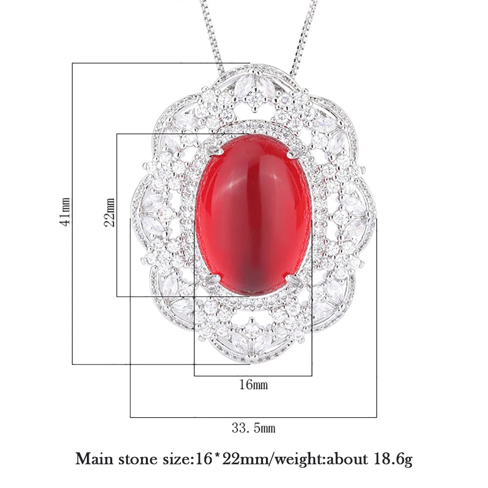 Vintage Paraiba Tourmaline Ruby Pendant Necklace for Women