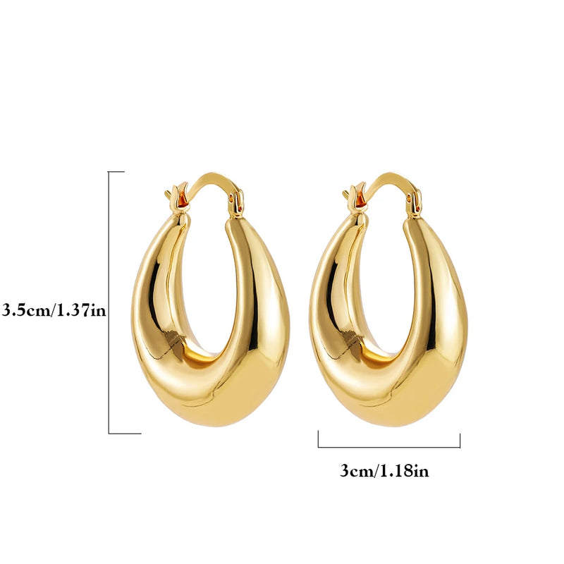 Vintage 18K Plated PVD Hammered Hoop Earrings for Women