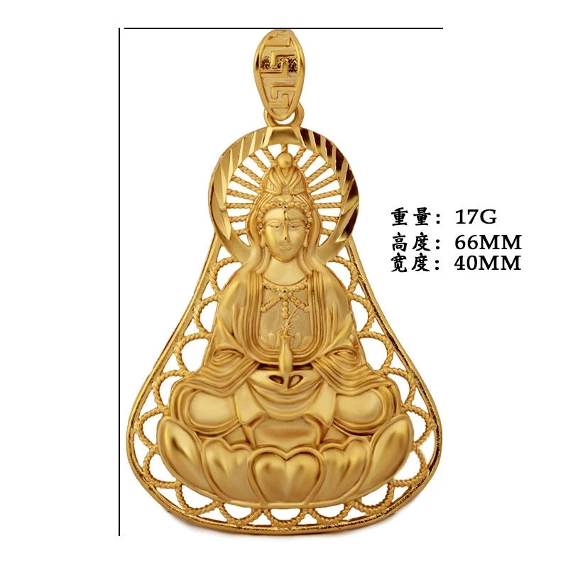 Vintage 18K Yellow Buddha Pendant Necklace Chain for Men Women