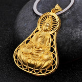 Vintage 18K Yellow Buddha Pendant Necklace Chain for Men Women