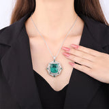 Vintage Emerald Amethyst Pendant Necklace for Women Gemstone Lab Diamond