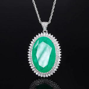 Pink Quartz Emerald Paraiba Tourmaline Pendant Necklace for Women