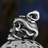 Stainless Steel Skull Head Wind Snake Pendant Necklace Punk Rock Chain