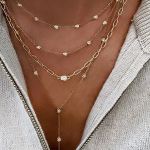 Vintage Pendant Necklace Boho Layer Crystal Necklaces