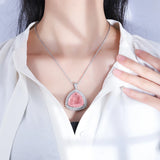 Pink Quartz Emerald Paraiba Tourmaline Pendant Necklace