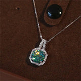 Vintage 2ct Green Moissanite Pendant 925 Sterling Silver Charm
