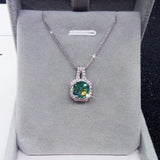Vintage Green Moissanite Pendant 925 Sterling Silver Choker Jewelry