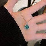 Vintage Green Moissanite Pendant 925 Sterling Silver Choker Jewelry