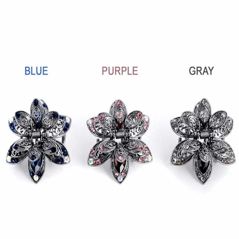Vintage Crystal Flower Hair Claws Wedding Hair Clip Women Hair Jewelry