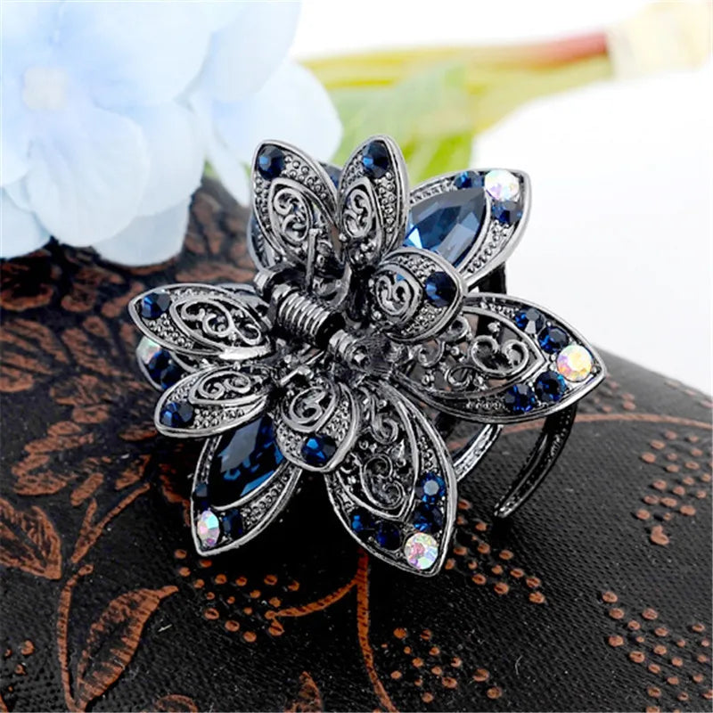Vintage Crystal Flower Hair Claws Wedding Hair Clip Women Hair Jewelry
