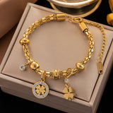 Vintage Stainless Steel Charm Bracelet for Women