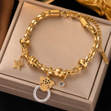 Vintage Stainless Steel Charm Bracelet for Women