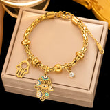 Vintage Stainless Steel Charm Bracelet for Women