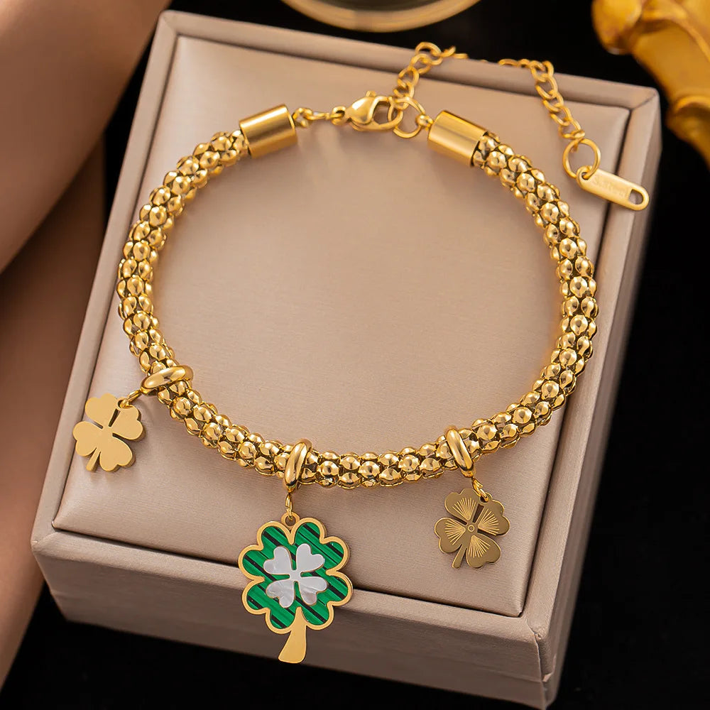 Vintage Stainless Steel Charm Bracelet for Women