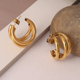 Vintage Stainless Steel Hoop Earrings Chain Earring Charm Plated Jewelry Gift