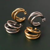 Vintage Stainless Steel Hoop Earrings Chain Earring Charm Plated Jewelry Gift