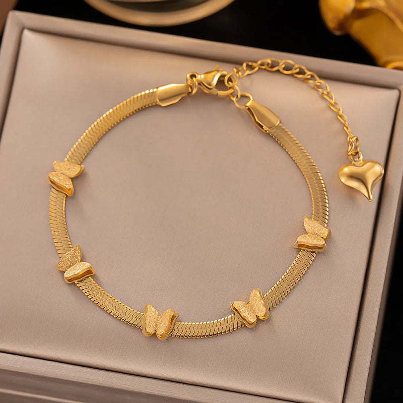 Vintage 316L Titanium/Stainless Steel Charm Bracelet for Women Girls