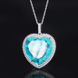 Heart-Shaped Pink Quartz Amethyst Paraiba Tourmaline Pendant Necklace