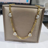 Vintage Love Heart Micro Zircon Chain Necklace