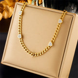 Vintage Love Heart Micro Zircon Chain Necklace